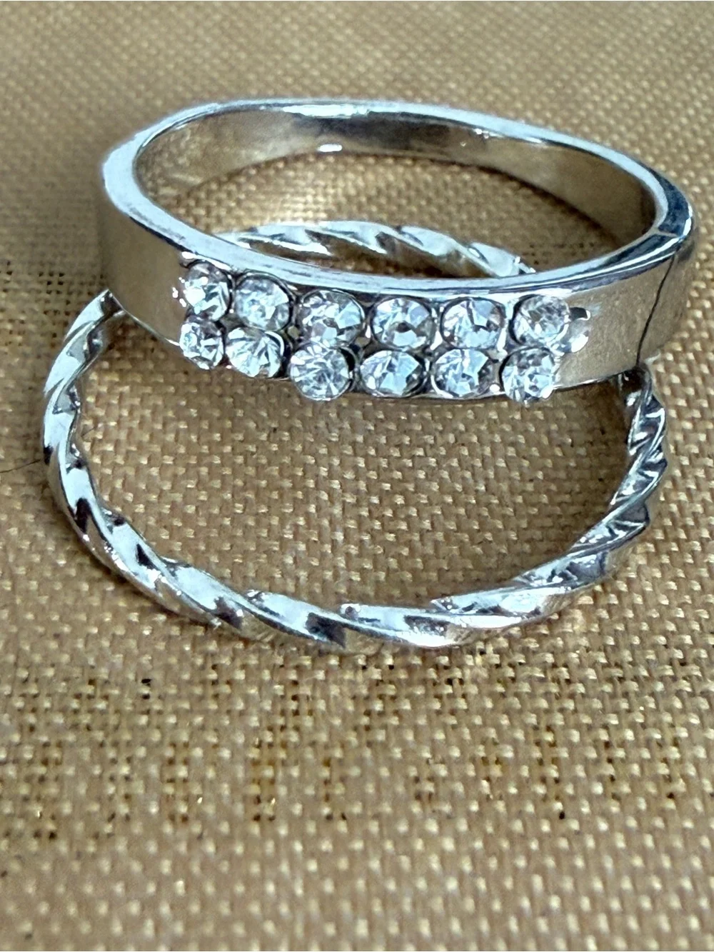 Classic Silver Crystal Stackable Ring Set